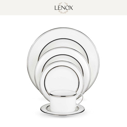 [해외][Lenox] 레녹스 Kate spade new york Library Lane Platinum 2인용 10pc 세트 대/중/소접시,컵/컵받침 (각 2pc) 관세포함/무료배송