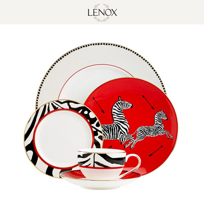 [해외][Lenox] 레녹스 Scalamandre Zebras 6 Piece Place Setting 4인용(24pc/파스타볼4p포함)