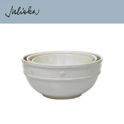 Juliska 베리 앤 스레드 Berry &amp; Thread Serving/Mixing 3 Bowl Set-Whitewash (1set / 3pc) 8in, 9in, 10.25 in 관부가세 포함