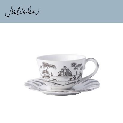 Juliska 컨트리 이스테이트 Country Estate Tea/Coffee &amp; Saucer - Flint Grey (1set / 2pc) 8 oz (0.2 L) &amp; 7 in (18*18cm) 관부가세 포함