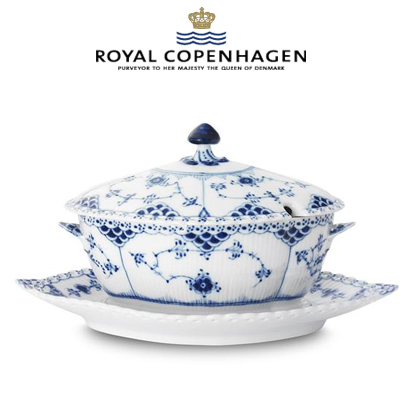 [해외] 로얄코펜하겐 Blue Fluted Full Lace Sauce Boat(Tureen),13.5 oz