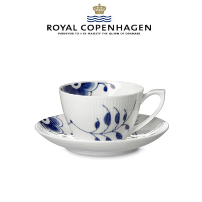 [해외] 로얄코펜하겐 Blue Fluted Mega Tea Cup&amp;Saucer 용량 약 0.27리터 (2인조/4pcs)