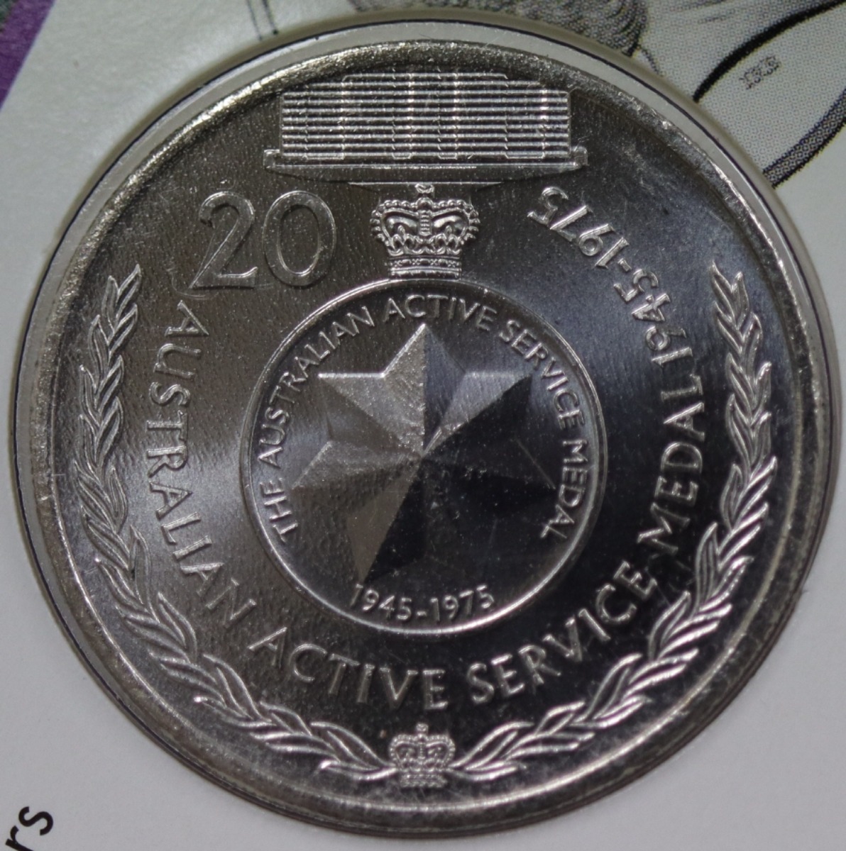 호주 2017년 ANZAC 100주년 20센트 미사용 기념 주화 기념첩 - 1945~1975년 Australian Active Service Medal 도안