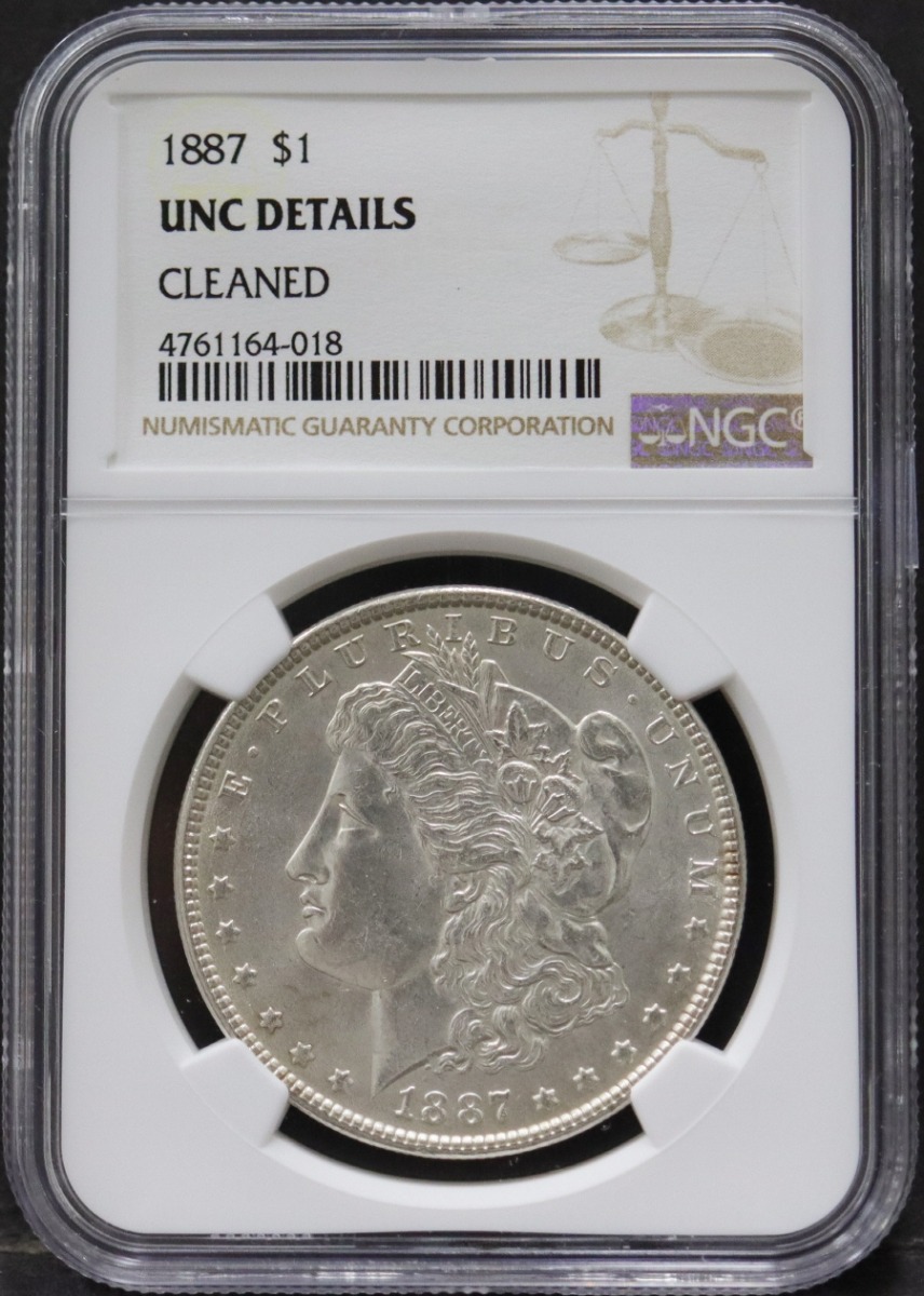 미국 1887년 1$ 모건 달러 미사용 은화 NGC UNC Details