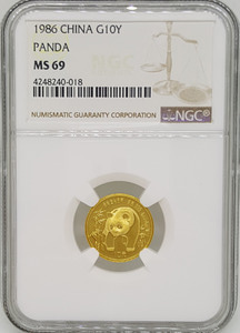 중국 1986년 팬더 1/10oz 금화 NGC 69등급 