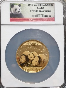 중국 2013년 팬더 5oz 금화 NGC 69등급