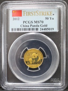 중국 2012년 팬더 1/10oz 금화 PCGS 70등급