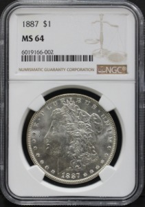 미국 1887년 1$ 모건 달러 미사용 은화 NGC 64등급