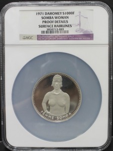 다호메이 (현재 베냉) 1971년 아프리카 여자 누드 (Nude African Woman) NGC Proof Detail 등급