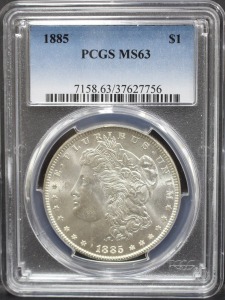 미국 1885년 1$ 모건 달러 미사용 은화 PCGS 63등급