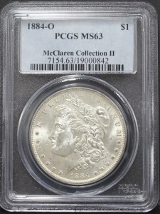 미국 1884년 1$ 모건 달러 미사용 은화 PCGS 63등급