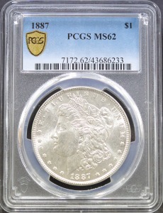 미국 1887년 1$ 모건 달러 미사용 은화 PCGS 62등급