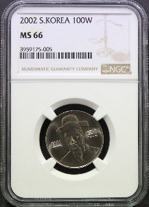 한국 2002년 100원 (백원) 미사용 NGC 66등급