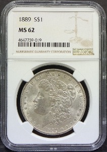 미국 1889년 1$ 모건 달러 미사용 은화 NGC 62등급