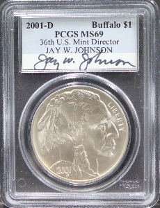 미국 2001년 버팔로 실버 달러 은화 PCGS 69등급 (다이렉터 사인 라벨)