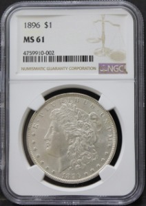 미국 1896년 1$ 모건 달러 미사용 은화 NGC 61등급