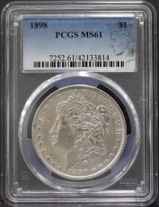 미국 1898년 1$ 모건 달러 미사용 은화 PCGS 61등급