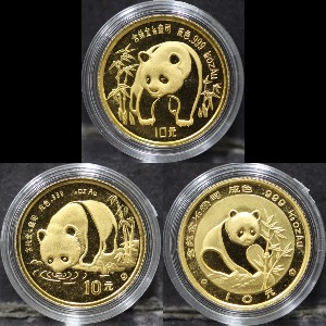 중국 1986~1988년 팬더 1/10oz 금화 3개년도 일괄 세트