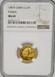 중국 1987년 팬더 (Y) 1/10oz 금화 NGC 69등급 