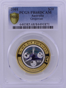 호주 2001년 그레고리력 바이케탈 (금 9.5g + 은 5g) 금은화 PCGS 68등급