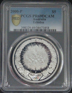 호주 2000년 시드니 올림픽 - 고슴도치 1oz 은화 PCGS 69등급