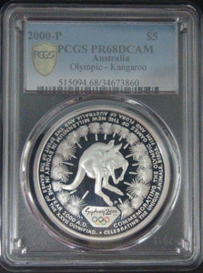 호주 2000년 시드니 올림픽 - 캥거루 1oz 은화 PCGS 68등급