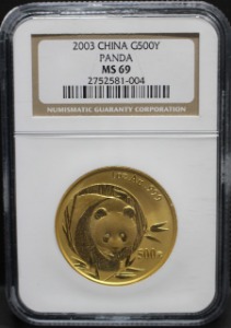 중국 2003년 팬더 1oz 금화 NGC 69등급