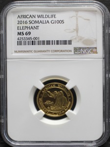 소말리아 2016년 코끼리 1/10oz 금화 NGC 69등급