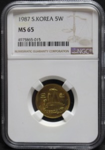 한국 1987년 5원 (오원) NGC 65등급