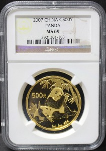 중국 2007년 팬더 1oz 금화 NGC 69등급