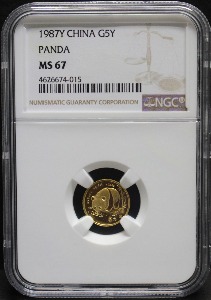 중국 1987년 팬더 1/20oz 금화 NGC 67등급