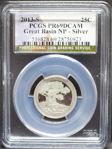 미국 2013년 네바다주 - 그렛 베이슨 국립공원 25센트 은화 PCGS 69등급