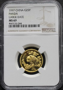 중국 1997년 팬더 - 라지 데이트 1/4oz 금화 NGC 69등급