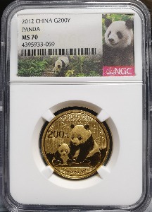 중국 2012년 팬더 1/2oz 금화 NGC 70등급