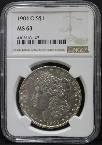 미국 1904년 1$ 모건 달러 미사용 은화 NGC 63등급