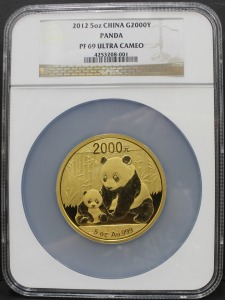 중국 2012년 팬더 5oz 금화 NGC 69등급