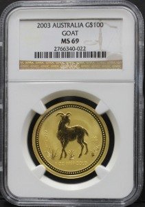 호주 2003년 양의해 1oz 금화 NGC 69등급