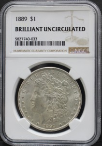 미국 1889년 1$ 모건 달러 미사용 은화 NGC BU UNC 등급