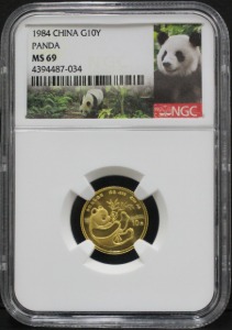 중국 1984년 팬더 1/10oz 금화 NGC 69등급