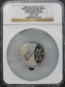 프랑스 2009년 달 착륙 40주년 기념 5oz 은화 NGC 69등급