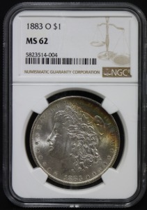 미국 1883년 1$ 모건 달러 미사용 은화 NGC 62등급