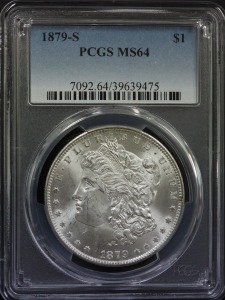 미국 1879년 1$ 모건 달러 미사용 은화 PCGS 64등급