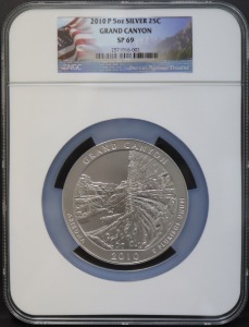 미국 2010년 그랜드 캐년  (Grand Canyon) 국립공원 5oz 은화 NGC 69등급