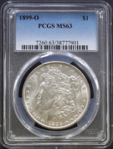 미국 1899년 1$ 모건 달러 미사용 은화 PCGS 63등급 (&quot;O&quot; 마크)