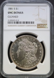 미국 1881년 1$ 모건 달러 미사용 은화 NGC UNC DETAILS (&quot;S&quot; 마크)