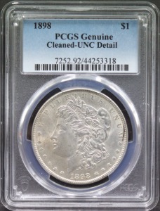 미국 1898년 1$ 모건 달러 미사용 은화 PCGS UNC DETAILS