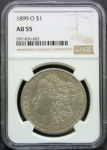 미국 1899년 1$ 모건 달러 준미사용 은화 NGC 55등급