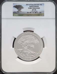 미국 2013년 네바다주 - 그레이트베이슨 (Great Basin) 5oz 국립공원 은화 NGC 70등급