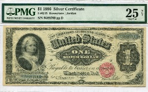 미국 1886년 은태환권 (Silver Certificate) 1달러 PMG 25등급