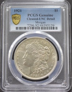 미국 1921년 1$ 모건 달러 미사용 은화 PCGS UNC Details